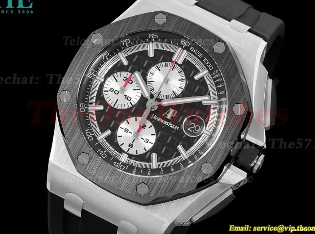 Black 44mm JJF White RU Oak Royal Offshore SS A3126 26400IO 0413